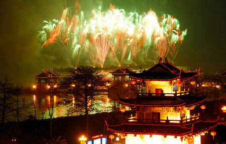 beautiful fireworksのeditorial素材