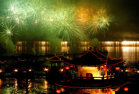 beautiful fireworksのeditorial素材
