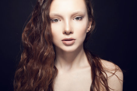 Beauty face of beautiful woman with clean fresh skinの写真素材
