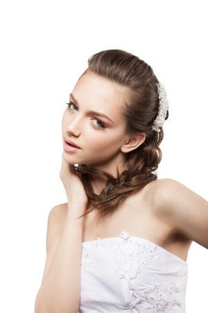 Beautiful elegance bride with beauty wedding coiffureの写真素材
