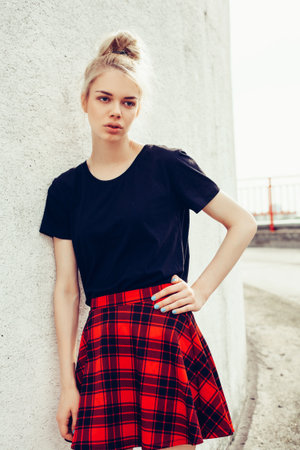 fashion urban girl. Outdoors lifestyle portraitの写真素材