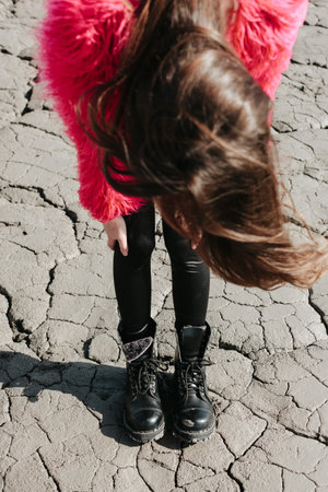 Portrait of the beautiful girl , the wind fluttering hairの写真素材