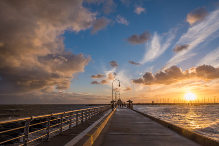 Beautiful and colorful sunset in St Kilda, Melbourne, Australia