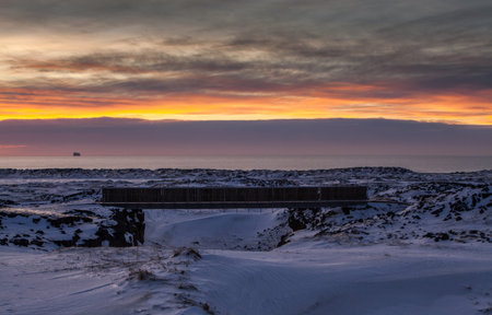 Iceland - Desember 27, 2012 - Bridge between the continents located on Reykjanes peninsula, Icelandのeditorial素材
