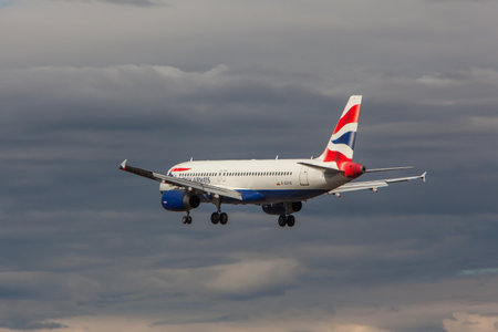Iceland - June 10, 2017 : Airbus A320 from British Airways approaches KEF international airport in...