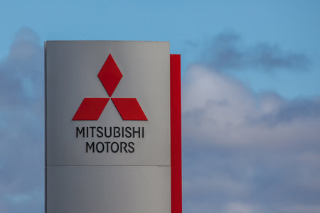 Logo for the Japanese automobile manufacturer Mitsubishi Motors.のeditorial素材