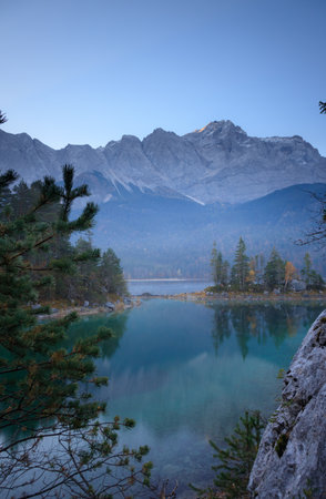 Reflections of the alps in a mountain lake