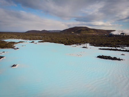 Blue lagoon hot spring spa. one of main tourist attraction in Reykjavik, Icelandの写真素材
