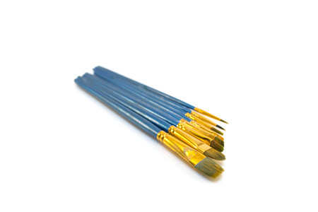 set of brushes for painting on white background.