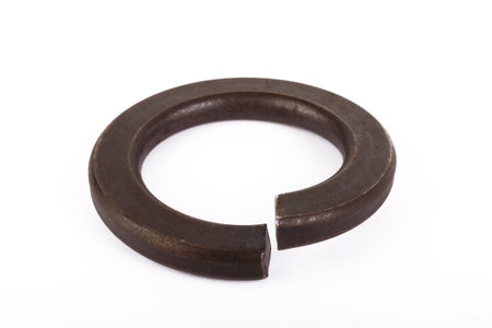 Steel washer on a white background.