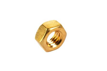 Steel nut on a white background.の写真素材