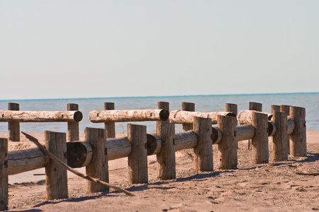Summer sun in the sand at the beachの写真素材