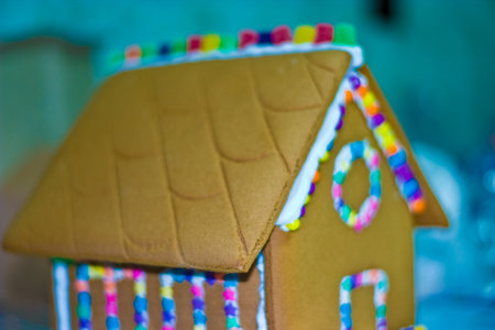 Ginger bread house getting ready for the holiday seasonの写真素材