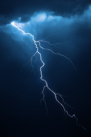 Lightning with dramatic clouds  composite image の写真素材