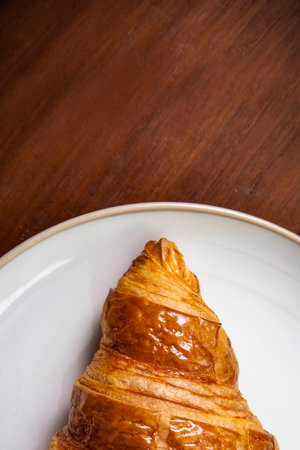 croissant in wood tableのeditorial素材