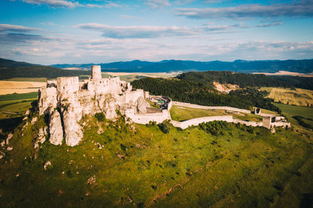 Spis castle in Slovakia nearby Slovakia Paradise. It is very famous historical building in central Europe. This medieval stronghold is nice touristic destination and belongs to UNESCO.の写真素材