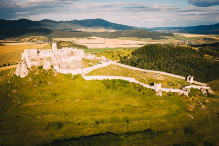 Spis castle in Slovakia nearby Slovakia Paradise. It is very famous historical building in central Europe. This medieval stronghold is nice touristic destination and belongs to UNESCO.の写真素材