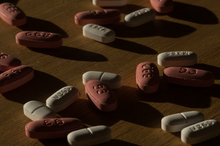 prescription pills on tableの写真素材