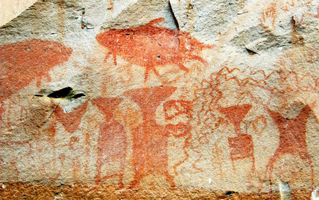   ancient painting,Phatam National Park, Ubonrachathani, Thailandのeditorial素材