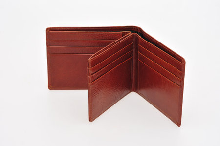 leather wallet isolated on whiteの写真素材