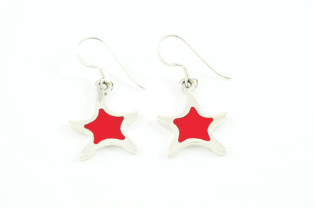 Earrings on a white background  の写真素材