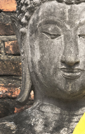 Ancient Buddha face, Ayutthaya, Thailand の写真素材