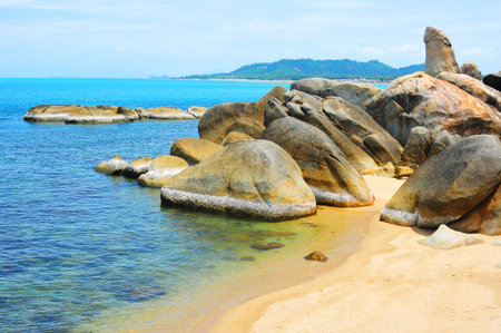 Koh Samui,The picturesque pile of rocks on the beach,Thai islandの写真素材