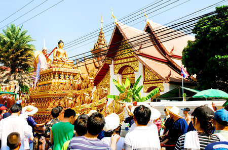 CHIANGMAI THAILAND-APRIL 13 Chiangmai Songkran festival The tradition of bathing the Buddha Phra Singh marched on an annual basis  With respect to faith on April 13,2013 in Chiangmai,Thailand  のeditorial素材