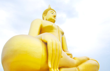 The Big Golden Buddha at Wat Muang, Ang Thong, Thailandの写真素材