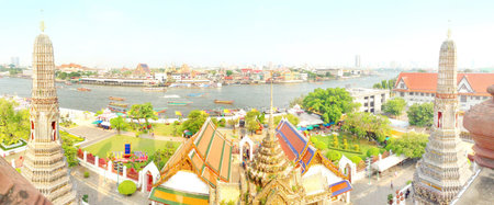 aerial view of Bangkok from Wat Arun, Bangkok, Thailand のeditorial素材