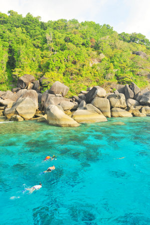 Turquoise water of Andaman Sea at Similan islands, Thailand の写真素材