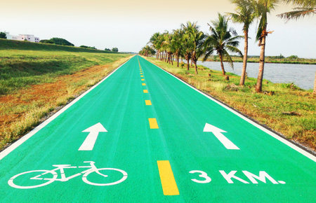 bike lane, road for bicyclesの写真素材