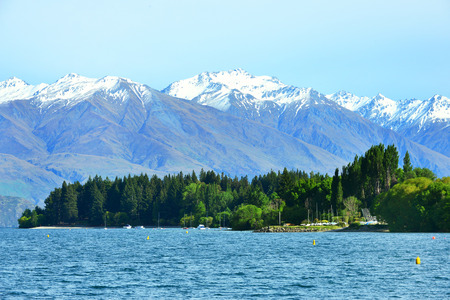 Wanaka Lake in southern island of New Zealandの写真素材