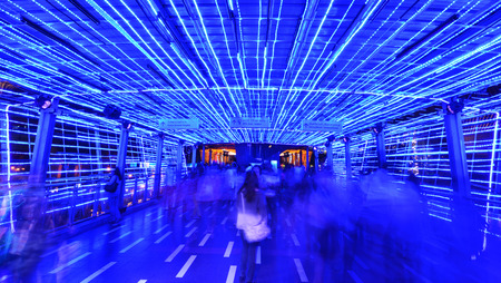 BANGKOK,THAILAND-DECEMBER 26,2014: New year 2015 decoration in Skywalk,Ratchaprasong,Bangkok in a theme of Kingdom of Lightのeditorial素材