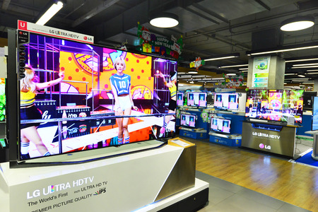 BANGKOK - January 2: LCDs display at Power Buy in Central World, Bangkok on january 2, 2015. It is...