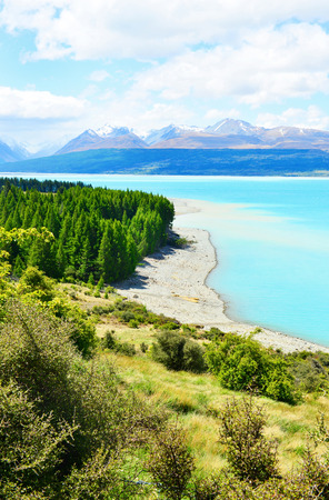 Mount Cook and Pukaki lake, New Zealandの写真素材