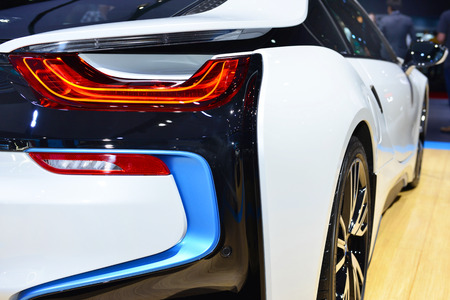 Bangkok - April 5 :Tail light of BMW series I8 innovation car - in display at 36th Bangkok International Motor Show 2015 on April 5,2015 in Bangkok Thailandのeditorial素材