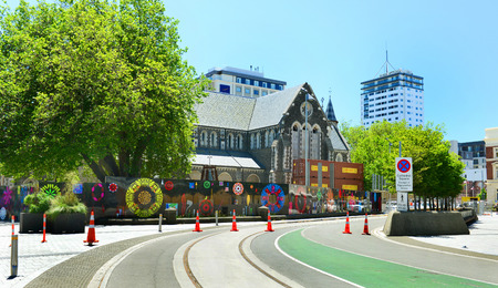 CHRISTCHURCH NEW ZEALAND NOVEMBER 24 2014: The building was rebuilt after the earthquake sheets in Christchurch New Zealandのeditorial素材