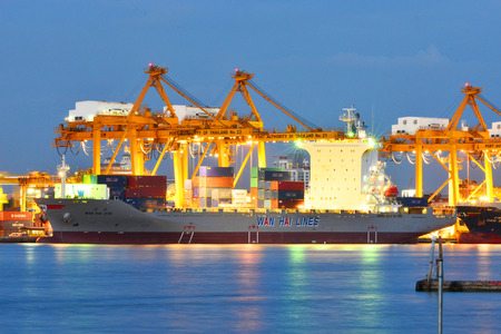 Bangkok,Thailand - June 6,2015 : Bangkok Port Authority of Thailand ,The port in Bangkok with loaded...