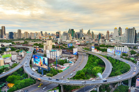 BANGKOK, THAILAND - August 23: Bangkok view, Above view from skyscraper in the city on August 23, 2015 in Bangkok Thailandのeditorial素材