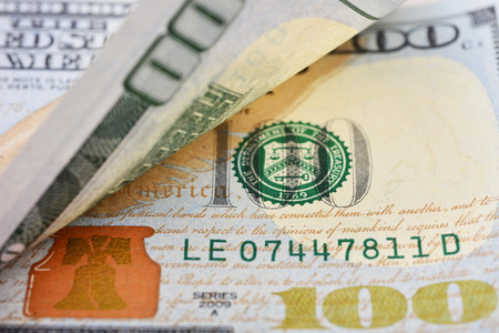 Hundred dollars bill fragment macro, new edition.