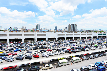 BANGKOK THAILAND -  September 3 : Cars parking at Mo Chit Skytrain station on Sep 3, 2015  in Bangkok, Thailandのeditorial素材