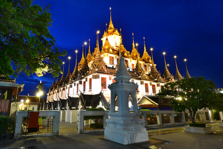 Loha Prasat with twilight time at Ratchanaddha temple, Bangkok, Thailand