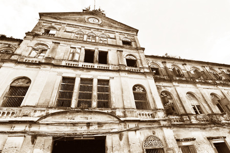 BANGKOK - October 12: Old colonial art building in Bangkok under cloudy sky was taken on December 12, 2015. Now this building is public place, Fire station in Bangkok, Thailand.のeditorial素材