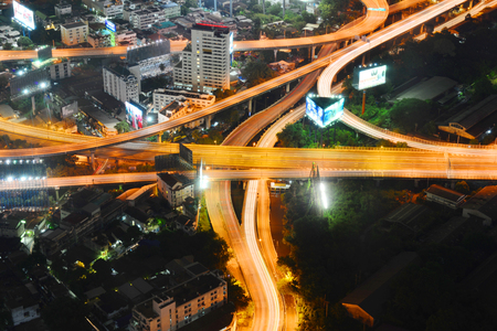 BANGKOK, THAILAND - NOV 15 : Top view of Baiyoke building which can see Expressways at twilight time on November 15, 2015, Baiyoke Building is highest building of Thailand, Thailandのeditorial素材
