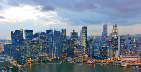 SINGAPORE-NOV 18: Landscape of the Singapore skyline on November 18, 2015. financial district and...