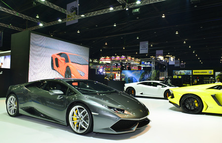 NONTHABURI - MARCH 24: Lamborghini Huracan on display at The 37th Bangkok International Motor show on MARCH 24, 2016 in Nonthaburi, Thailand.のeditorial素材