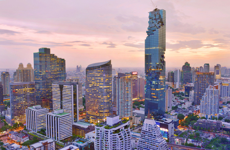 BANGKOK, Thailand -July 3, 2016: Mahanakhon is the new highest building in Bangkok. It is the commercial complex with office rental area, luxurious condominium and shopping mall.のeditorial素材