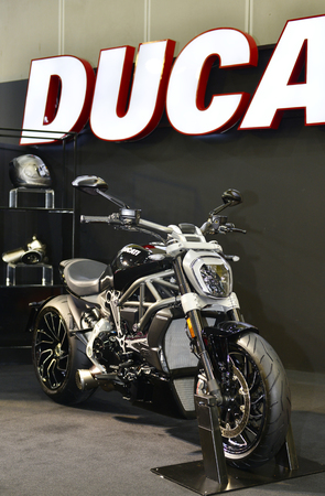 Nonthaburi,Thailand - March 23th, 2016: Logo of Ducati Motorcycle at Nonthaburi Showroom on 23 March 2016のeditorial素材