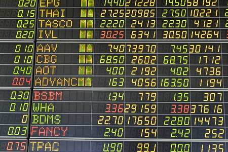 Bangkok, Thailand - August 7: Economic conditions of the Stock Exchange of Thailand on August 7, 2016のeditorial素材